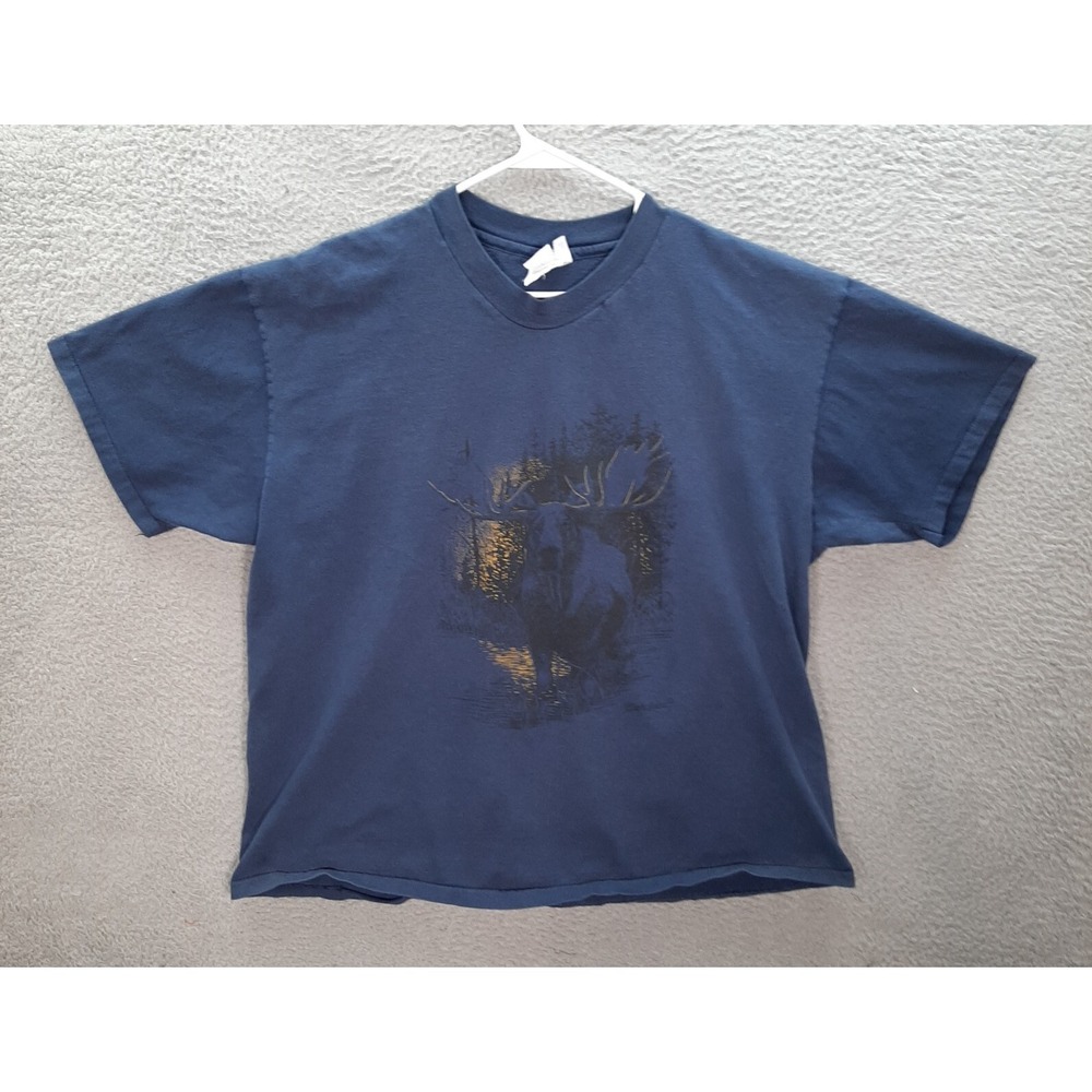 Vintage Hanes Shirt Adult‎ XL Blue Crewneck Single Stitch Nature Grunge 90s